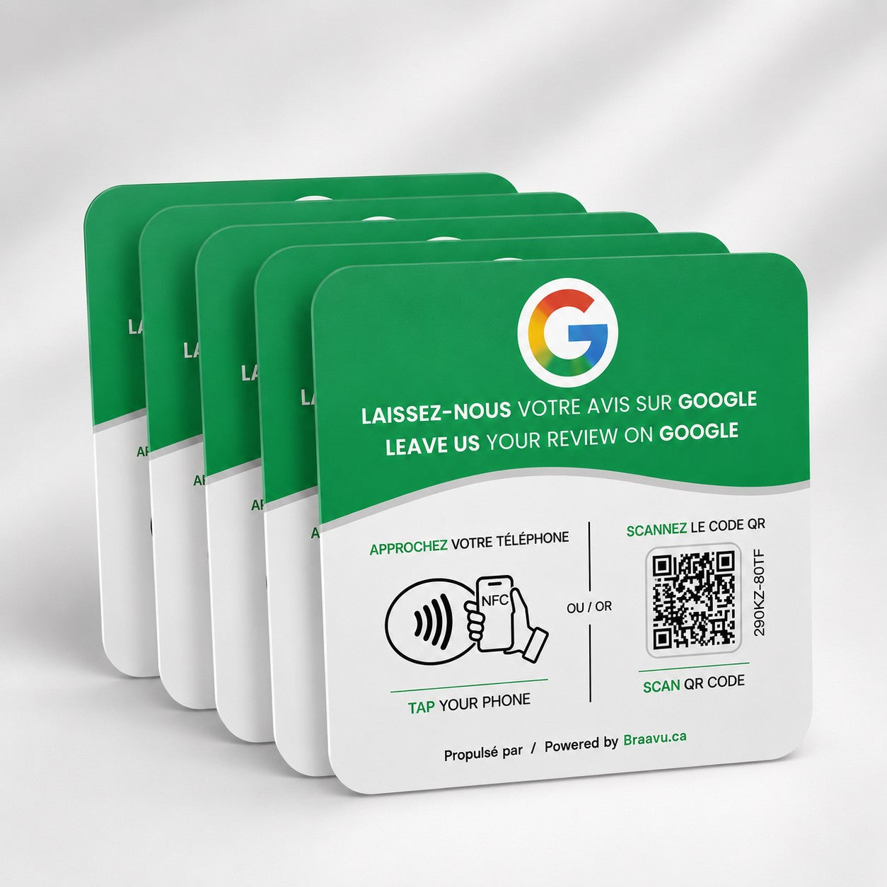 Google review plaque 5-pack — NFC review stands (bulk)